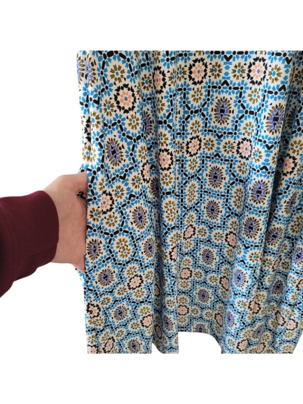 Nina Leonard Geometric Print Dress Womens Size S Multicolor Stretch Pockets - Picture 6 of 8